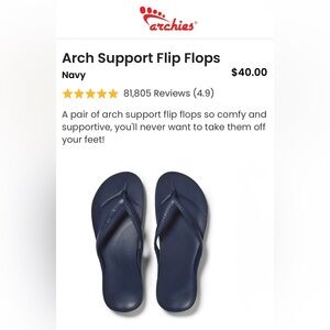 Archies’ arch support flip flops
